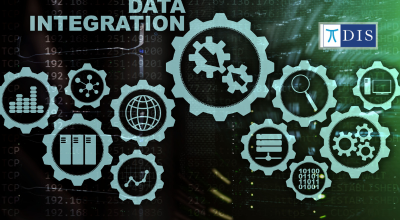 Visual representation of data integration with interconnected gears 